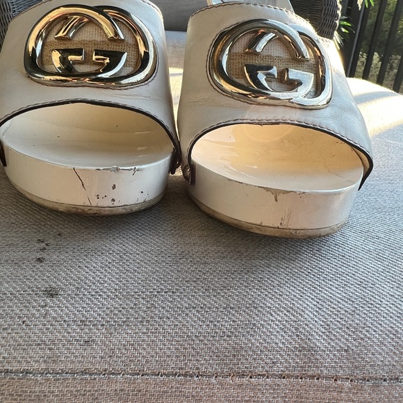 Gucci beige hi heel slide in sandals size 8 - Picture 9 of 12